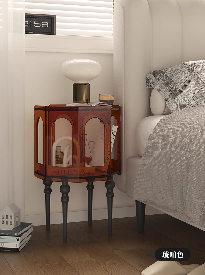 YISILE Tripoli Architectural Acrylic End Table | Roman Arch Luxury Nightstand