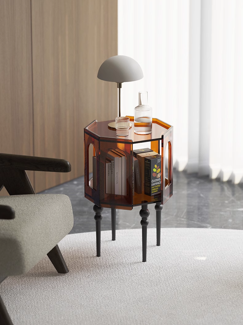 YISILE Tripoli Architectural Acrylic End Table | Roman Arch Luxury Nightstand