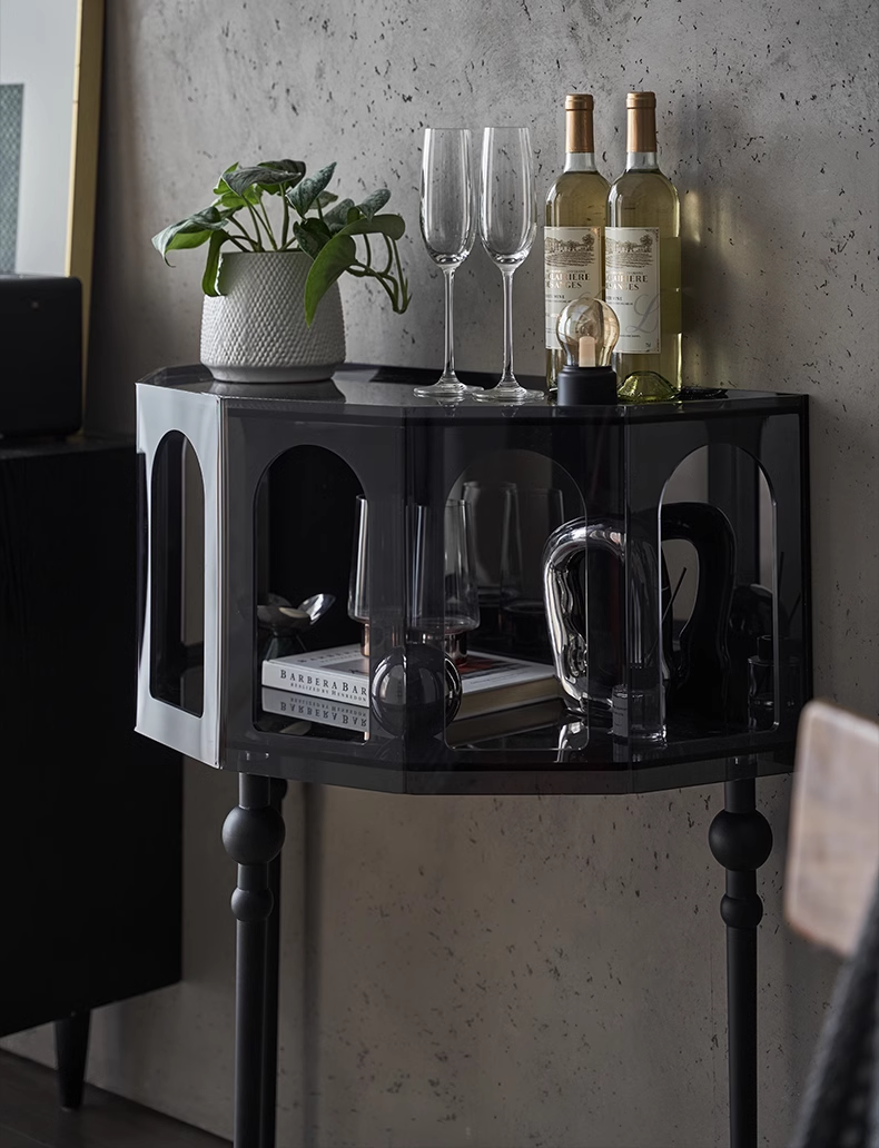 YISILE Tula Premium Acrylic Credenza | Roman Pillar Luxury Sideboard