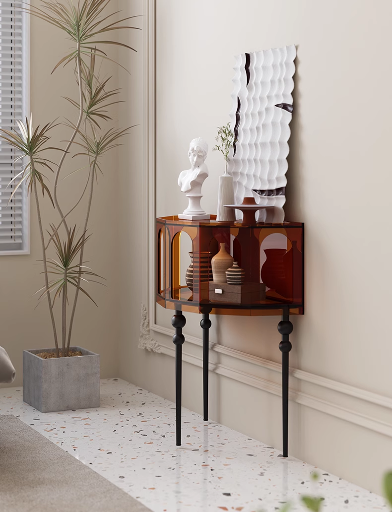 YISILE Tula Premium Acrylic Credenza | Roman Pillar Luxury Sideboard