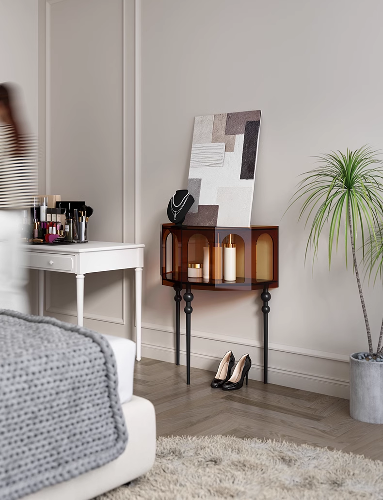 YISILE Tula Premium Acrylic Credenza | Roman Pillar Luxury Sideboard