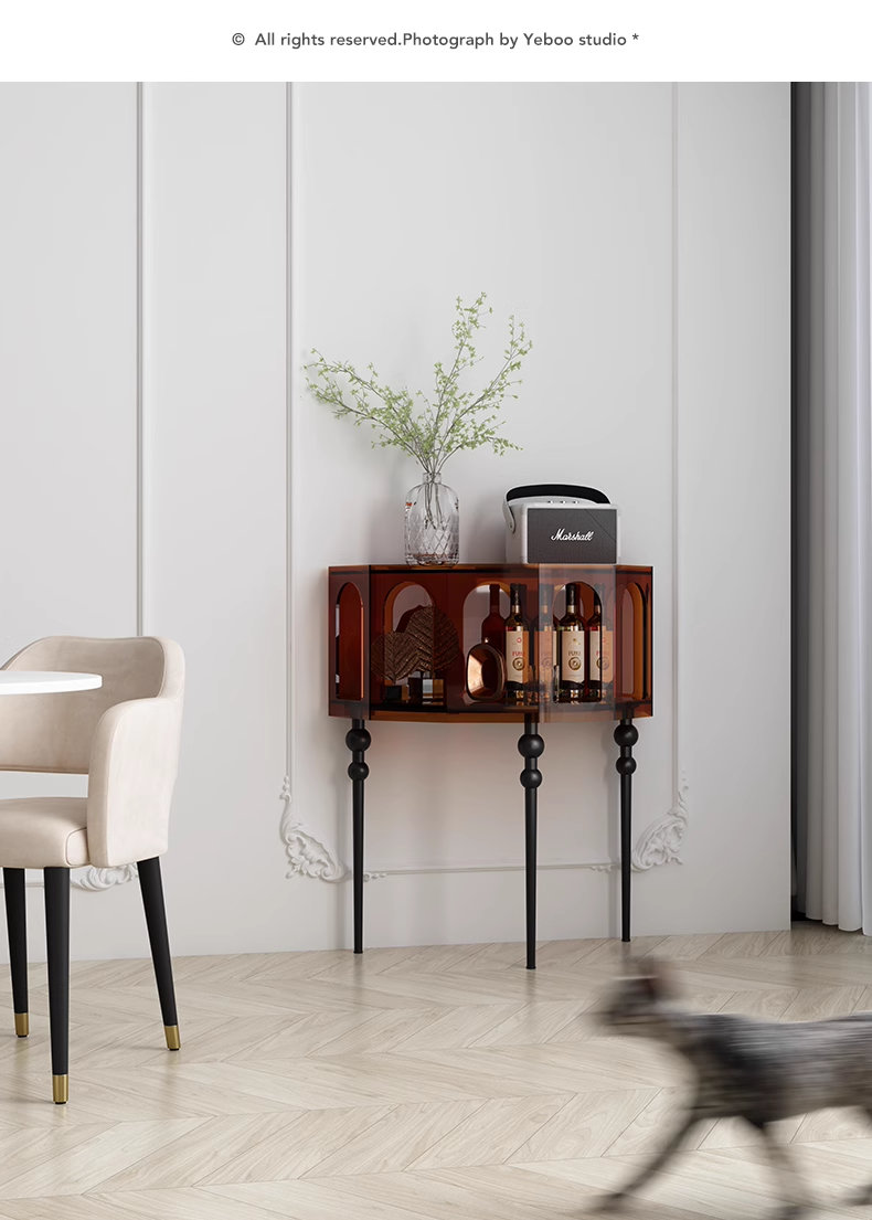 YISILE Tula Premium Acrylic Credenza | Roman Pillar Luxury Sideboard