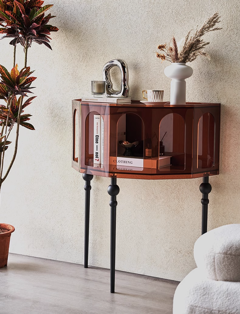 YISILE Tula Premium Acrylic Credenza | Roman Pillar Luxury Sideboard