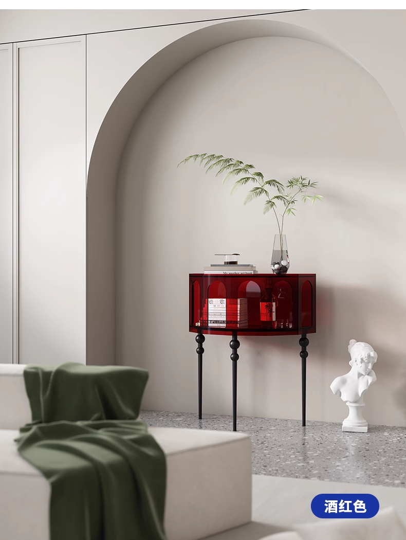 YISILE Tula Premium Acrylic Credenza | Roman Pillar Luxury Sideboard