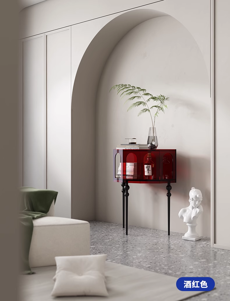 YISILE Tula Premium Acrylic Credenza | Roman Pillar Luxury Sideboard
