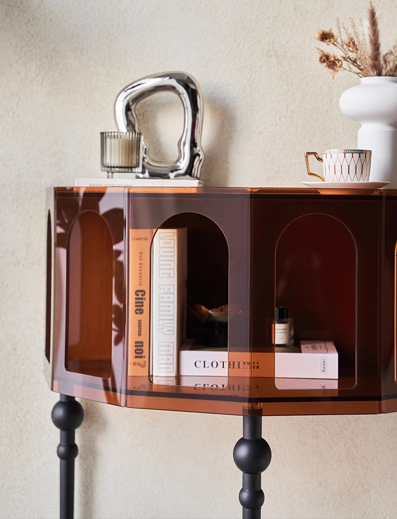 YISILE Tula Premium Acrylic Credenza | Roman Pillar Luxury Sideboard