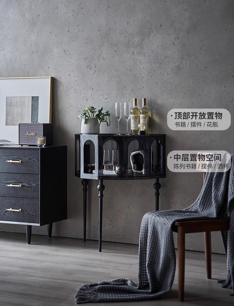 YISILE Tula Premium Acrylic Credenza | Roman Pillar Luxury Sideboard