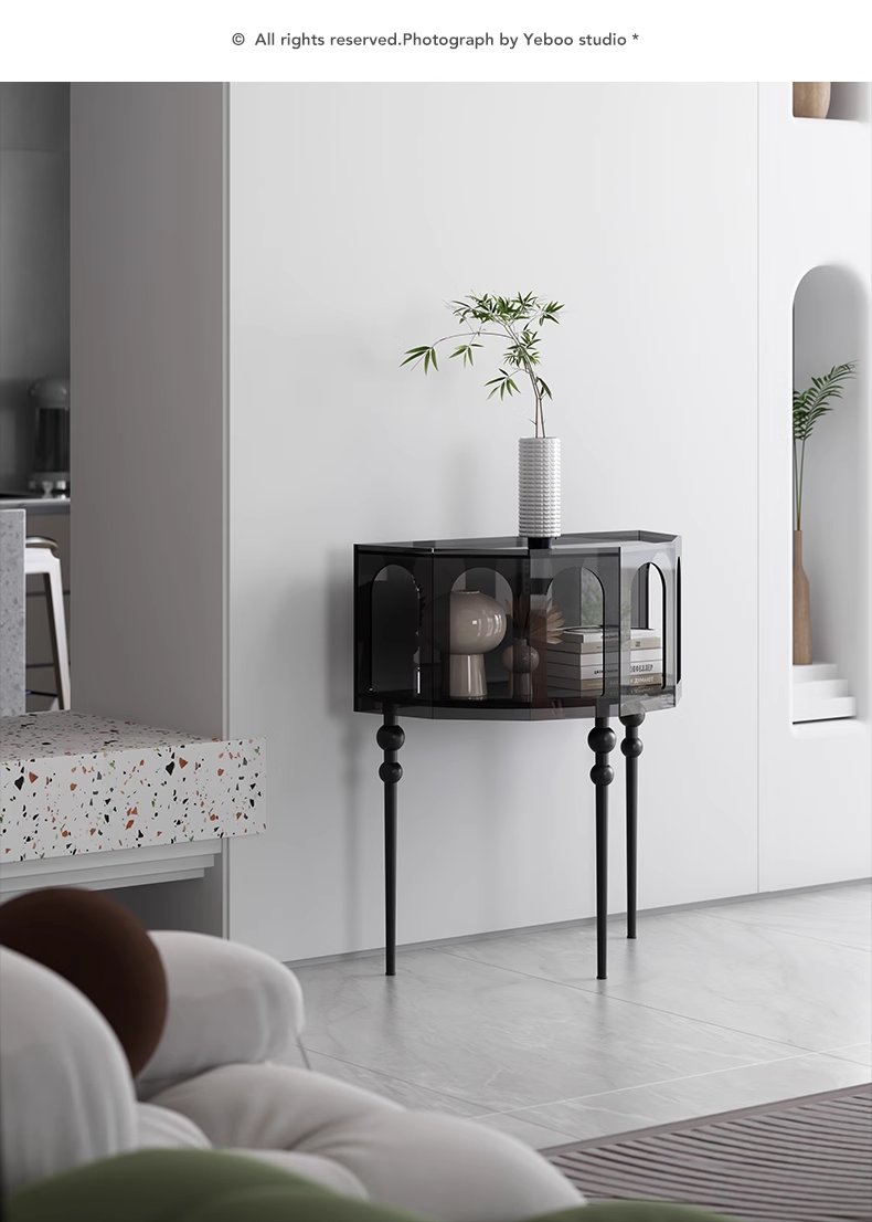 YISILE Tula Premium Acrylic Credenza | Roman Pillar Luxury Sideboard