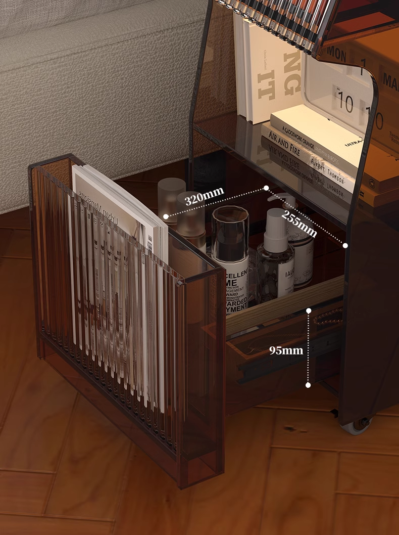 YISILE Versailles 30cm Acrylic Nightstand | Smart LED Motion Sensor Table
