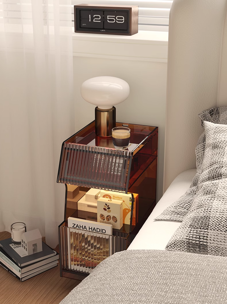 YISILE Versailles 30cm Acrylic Nightstand | Smart LED Motion Sensor Table
