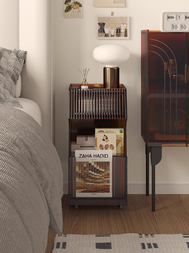YISILE Versailles 30cm Acrylic Nightstand | Smart LED Motion Sensor Table