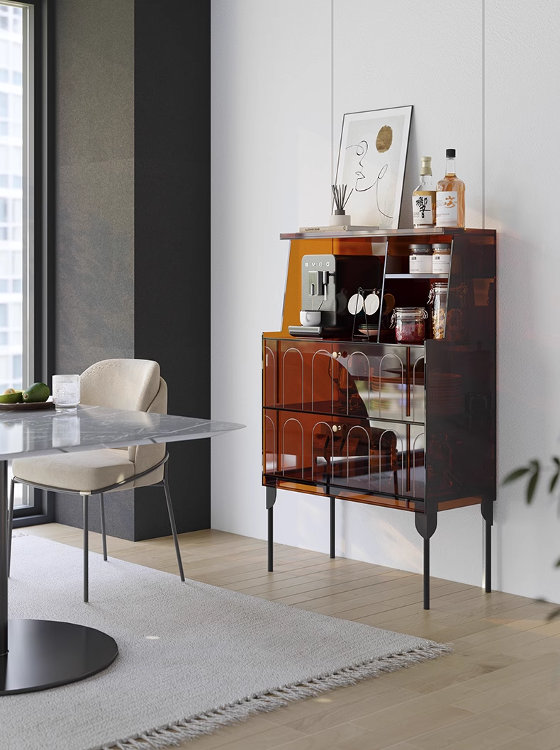 YISILE Yumi Narrow Acrylic Dining Sideboard | 0.25m² Space-Saving Kitchen Server