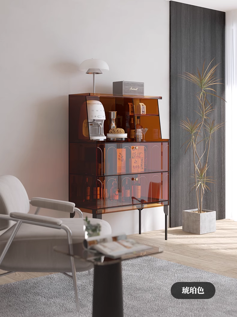YISILE Yumi Narrow Acrylic Dining Sideboard | 0.25m² Space-Saving Kitchen Server